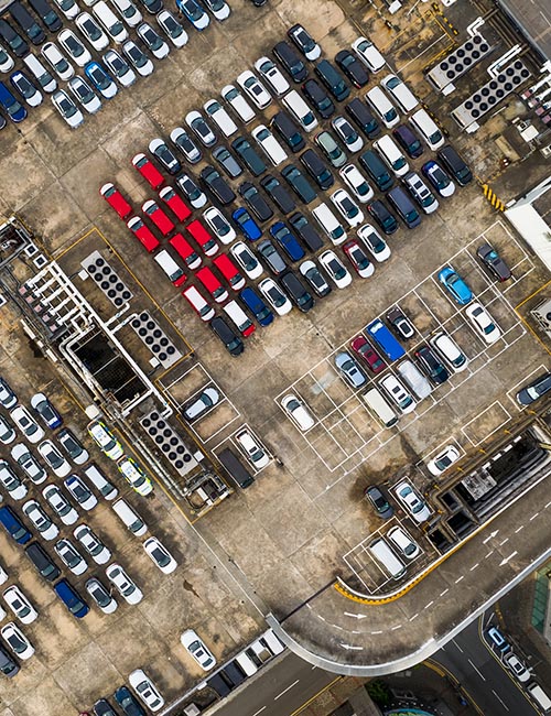 Kowloon Bay, Hong Kong 03 September 2018:- Top down of car park